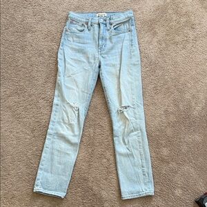 Madewell Light wash the high rise slim crop boyjean